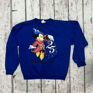 Vintage Mickey Mouse Disney World 25th Anniversary Blue 1990s Sweatshirt